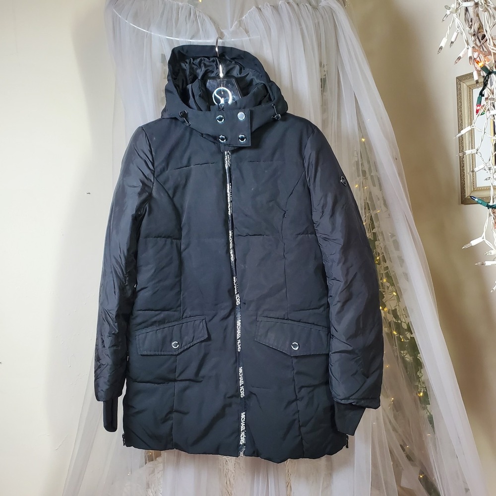 MICHAEL KORS Puffer Jacket Parka Winter BlackMid Length Gorpcore Designer Size M